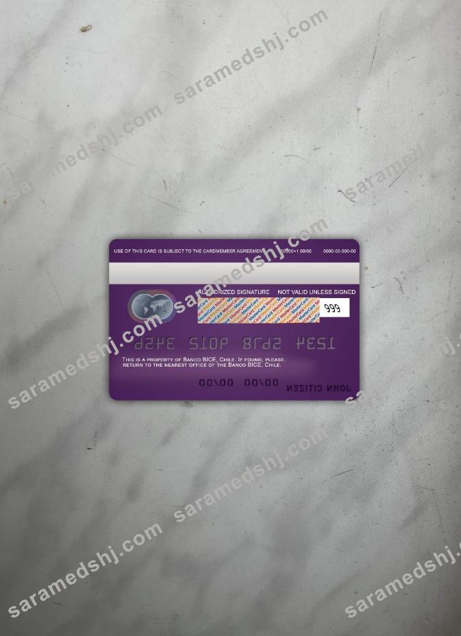 Chile BICE bank mastercard photolook back